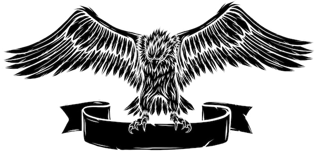 La mascota del águila agarra la cinta.