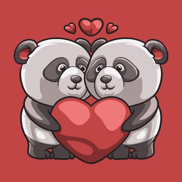 Vector la mascota del amor del panda es una gran ilustración para su negocio de marca