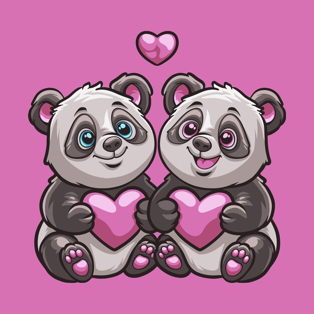 Vector la mascota del amor del panda es una gran ilustración para su negocio de marca