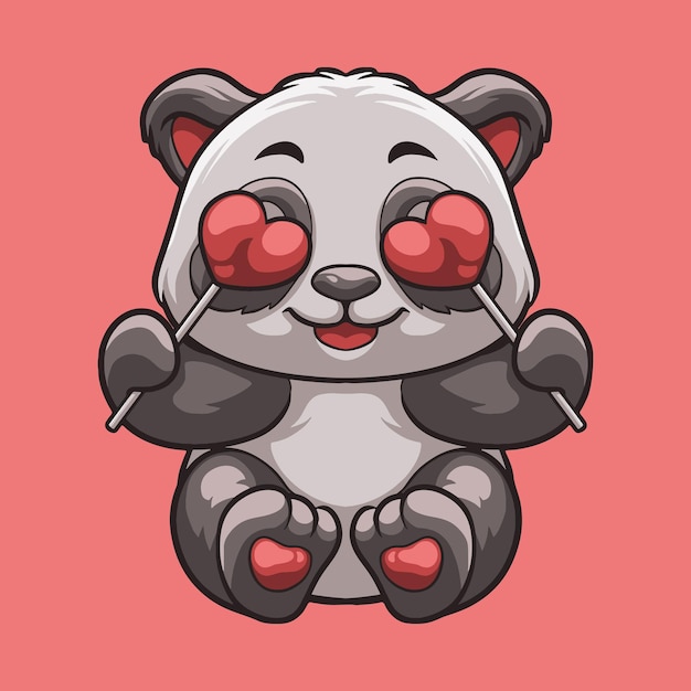 Vector la mascota del amor del panda es una gran ilustración para su negocio de marca