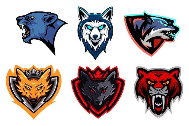 Mascota de animal enojado para el conjunto de iconos