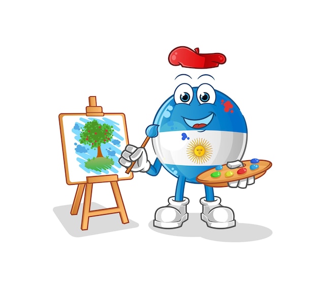 Vector mascota del artista de la bandera de argentina. vector de dibujos animados