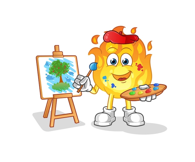 Mascota del artista de fuego. vector de dibujos animados