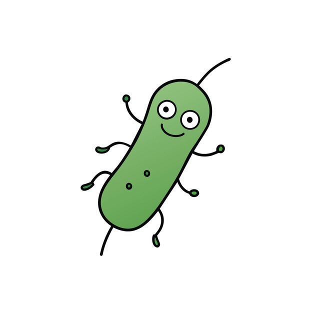 La mascota de las bacterias de estilo dibujos animados aislada sobre un fondo blanco