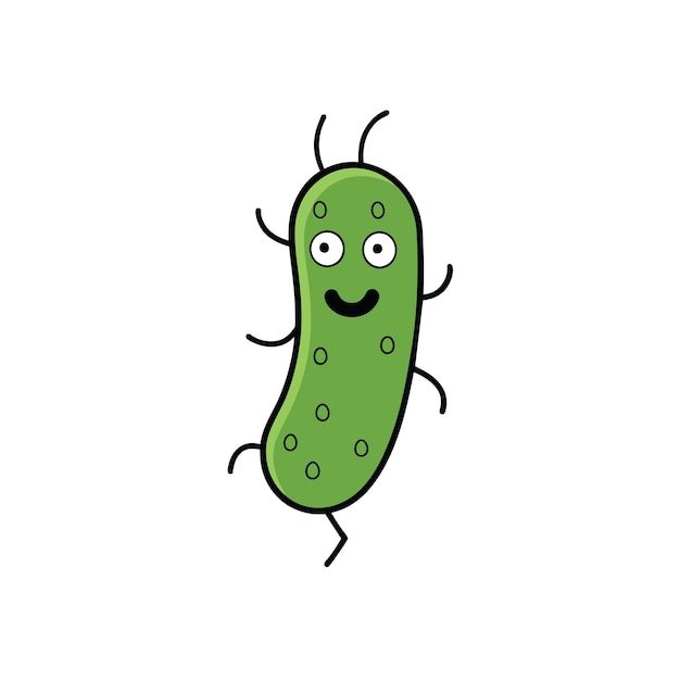 La mascota de las bacterias de estilo dibujos animados aislada sobre un fondo blanco
