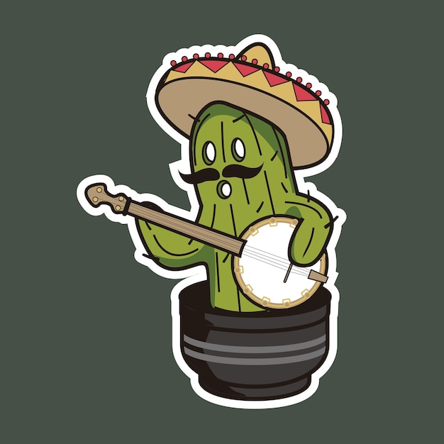 Vector mascota de la banda de cactus