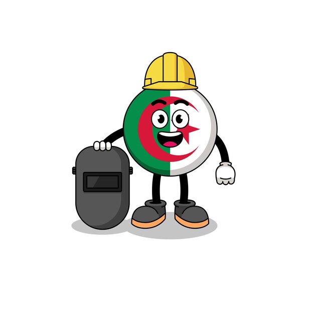 Mascota de la bandera de Argelia como soldador