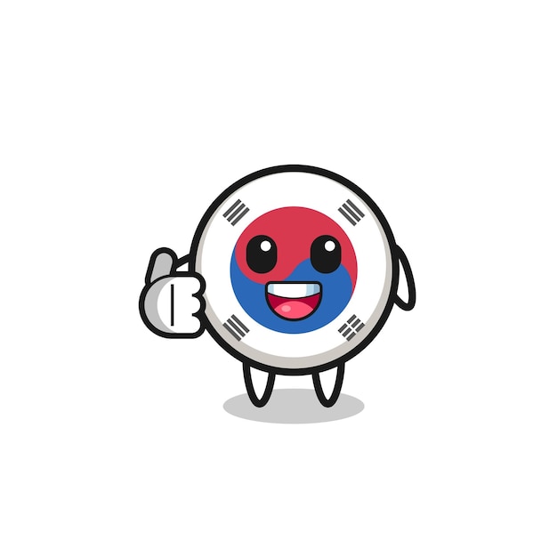 Mascota de la bandera de corea del sur haciendo gesto de pulgares arriba