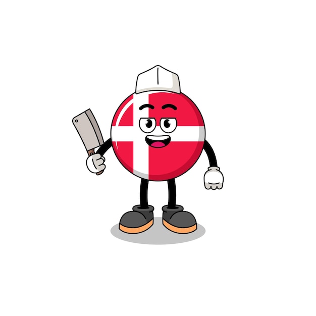 Mascota de la bandera de Dinamarca como carnicero