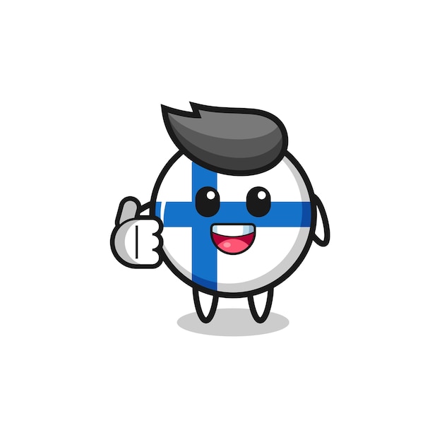 Mascota de la bandera de finlandia haciendo un gesto de pulgar hacia arriba lindo diseño