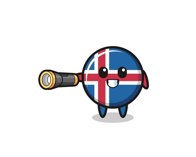 Mascota de la bandera de islandia con diseño lindo de linterna