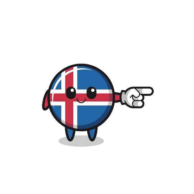 mascota de la bandera de islandia con gesto hacia la derecha