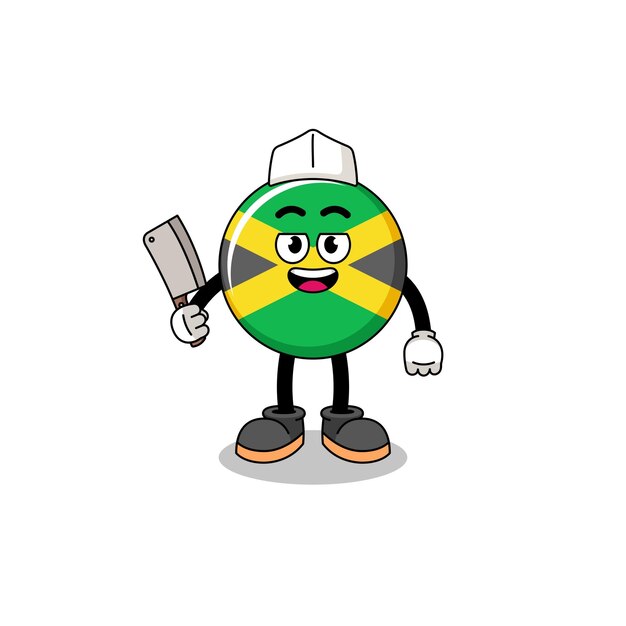 Mascota de la bandera de jamaica como carnicero