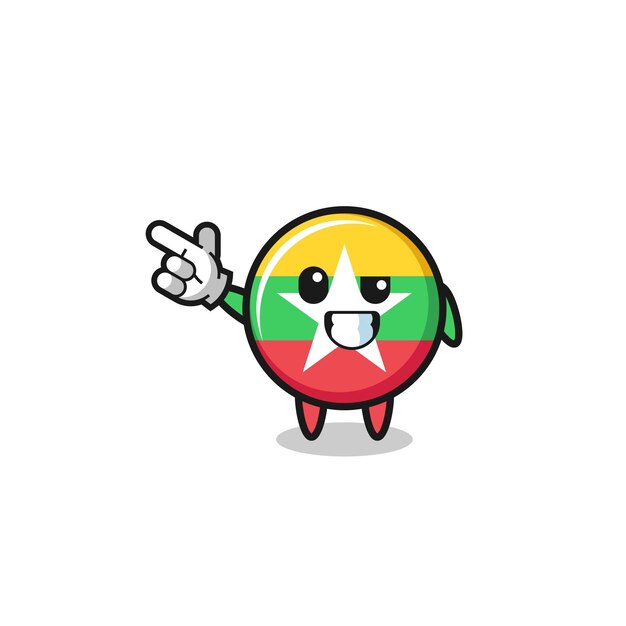 Mascota de la bandera de Myanmar que señala arriba a la izquierda