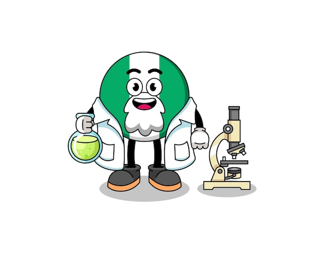 Mascota de la bandera de nigeria como diseño de personajes científicos
