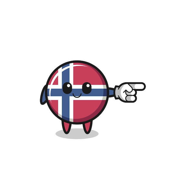 mascota de la bandera de noruega con gesto hacia la derecha