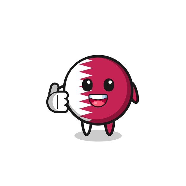 Mascota de la bandera de qatar haciendo pulgares arriba gesto lindo diseño