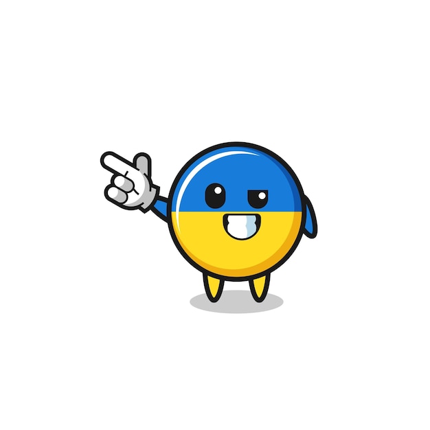 Mascota de la bandera de Ucrania que señala arriba a la izquierda