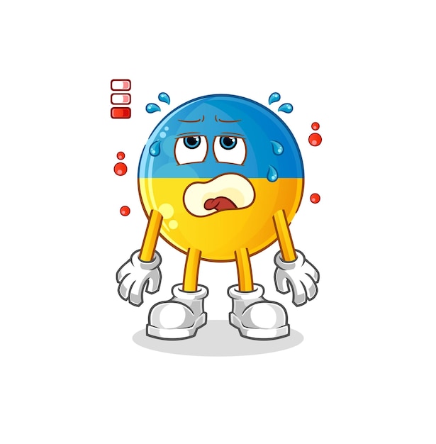 Mascota de batería baja de bandera de Ucrania. vector de dibujos animados