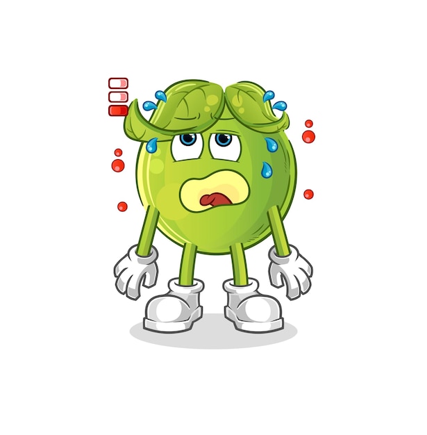 Mascota de batería baja del guisante. vector de dibujos animados