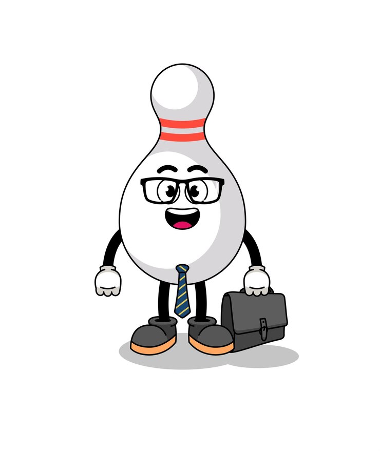 Vector mascota de bolos como hombre de negocios
