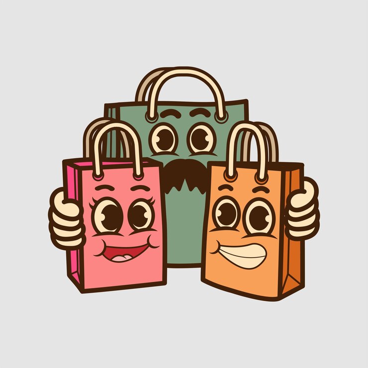 Vector mascota de la bolsa de compras