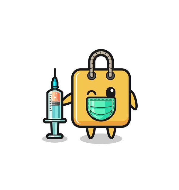 Mascota del bolso de compras como diseño lindo del vacunador