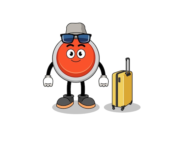 Mascota del botón de emergencia haciendo vacaciones