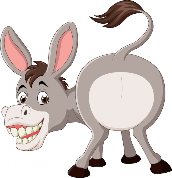 Mascota burro divertido de dibujos animados