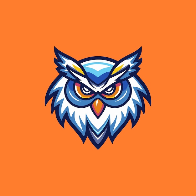 El mascota de la cabeza de búho de Esport, el icono del logotipo de la ilustración vectorial, el fondo