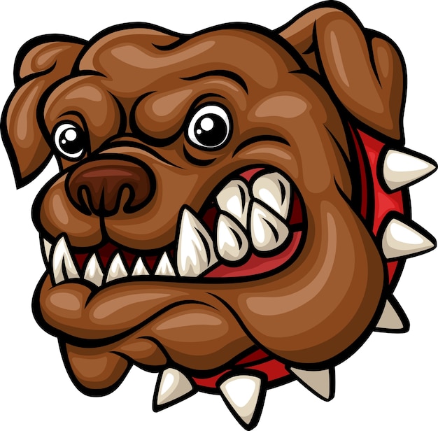 Vector mascota cabeza de bulldog enojado de dibujos animados