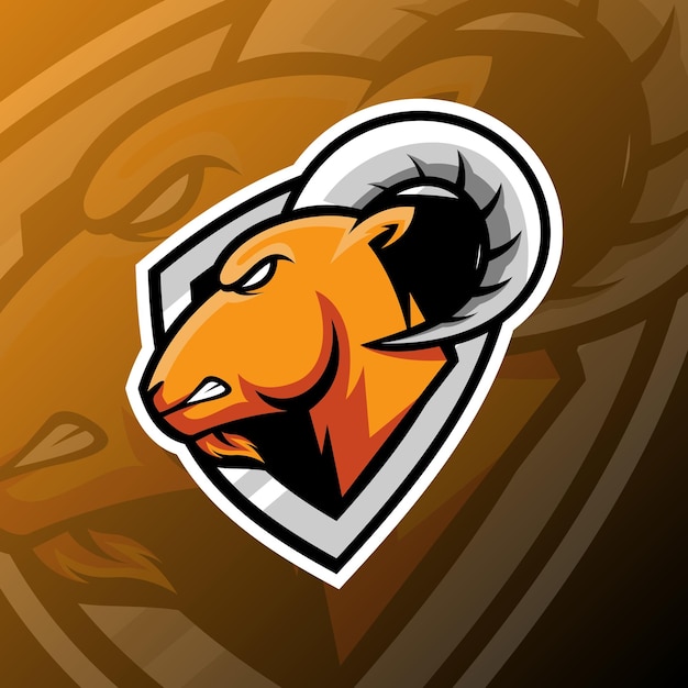 Mascota de cabeza de cabra con estilo de logotipo de esport