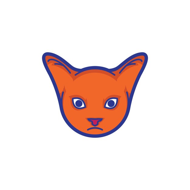 mascota de cabeza de gato con una mirada aguda en naranja