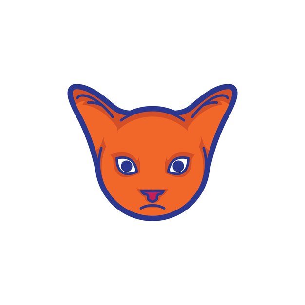 Vector mascota de cabeza de gato con una mirada aguda en naranja