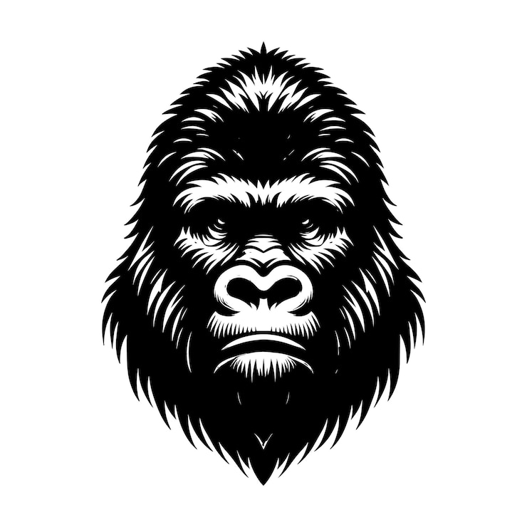 Vector mascota de cabeza de gorila silueta aislada en fondo blanco vector minimalista