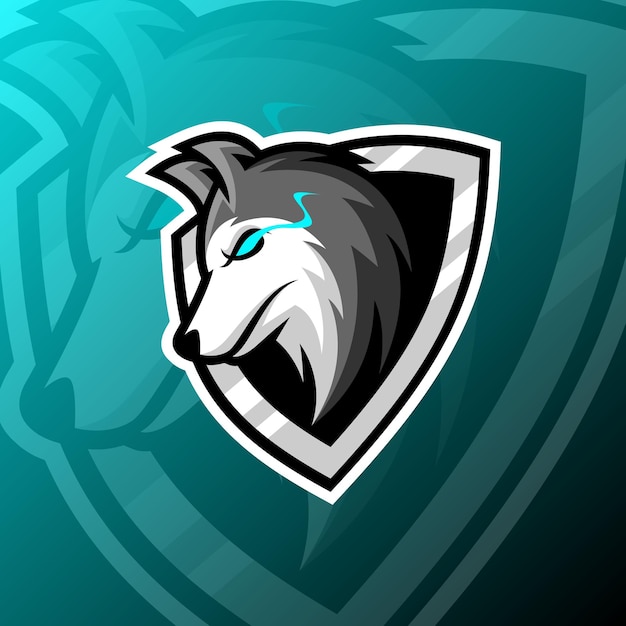 mascota de cabeza de lobo con estilo de logotipo de esport