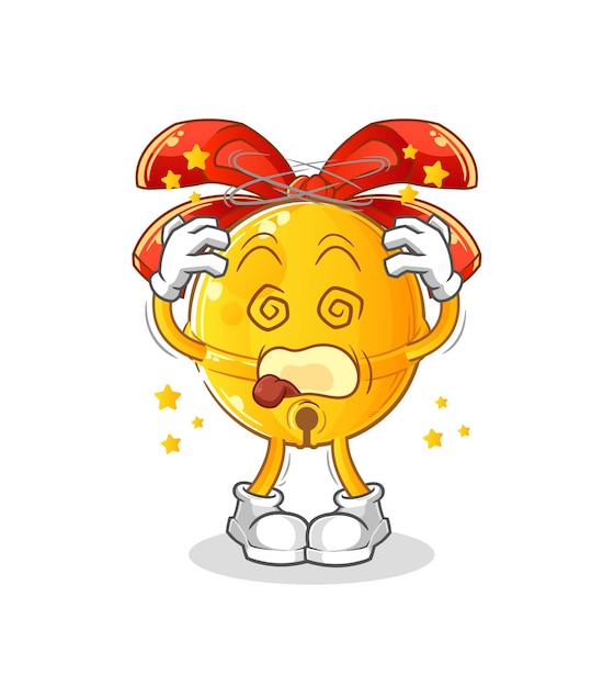 Mascota cabeza mareada gota de chocolate. vector de dibujos animados