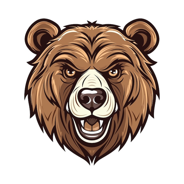 Mascota de cabeza de oso Diseño de logotipo Ilustración para imprimir en camisetas