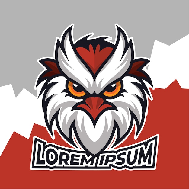 La mascota de la cabeza de pájaro del búho es una plantilla de ilustración del logotipo del icono de la cabeza del pájaro diseño vectorial gamer esport mascota