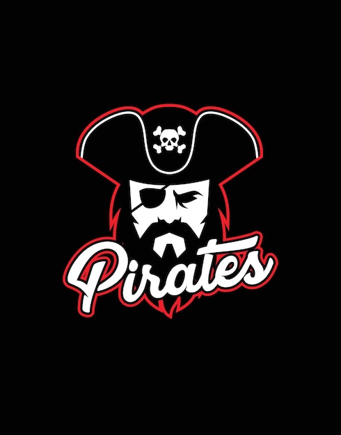 Mascota de cabeza de pirata Icono de cara de capitán pirata