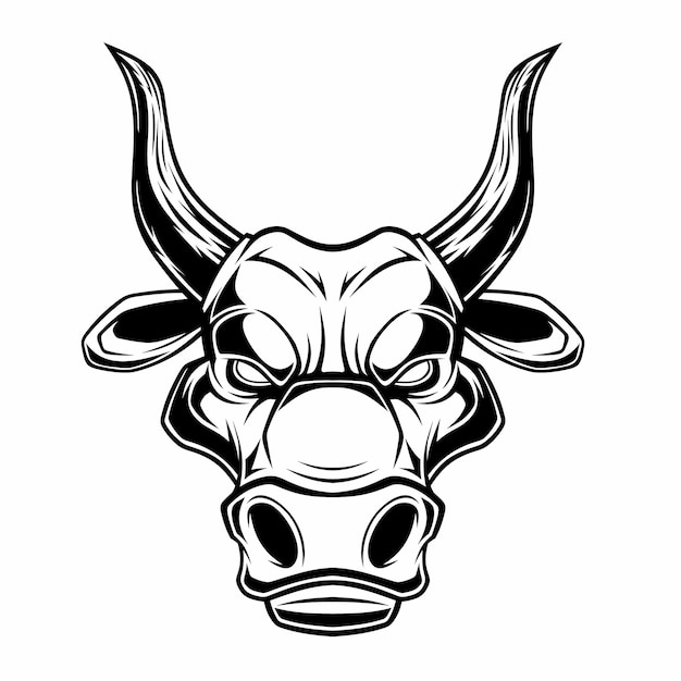 Mascota de cabeza de toro aislado en blanco