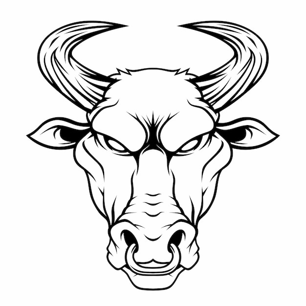 Vector mascota de cabeza de toro aislado en blanco