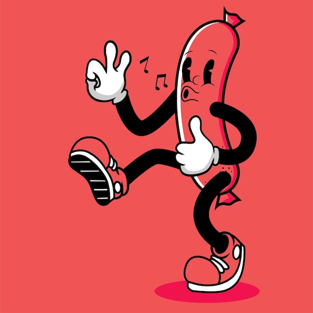 mascota, carácter, salchicha, caricatura