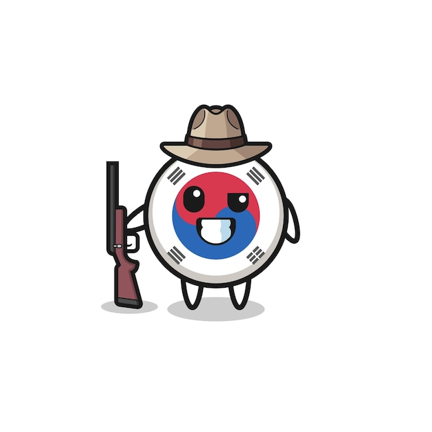 mascota del cazador de la bandera de corea del sur sosteniendo un arma
