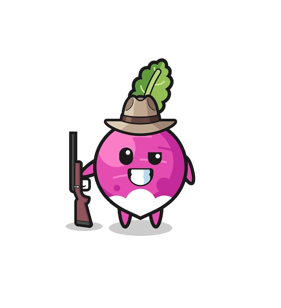 Mascota de cazador de nabos con un diseño lindo de pistola