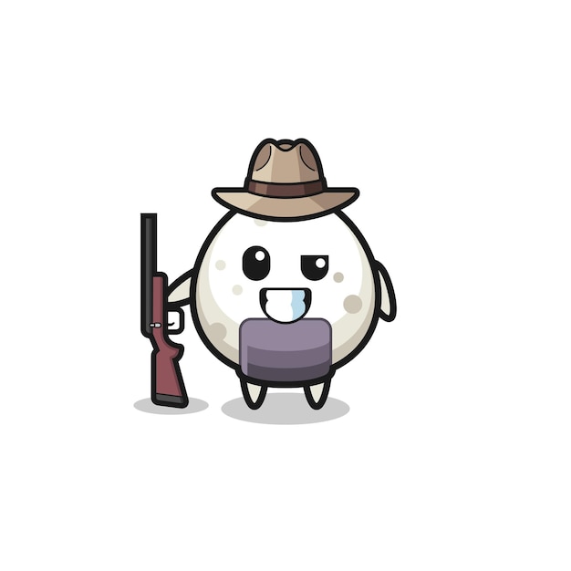 Mascota del cazador de onigiri con un lindo diseño de pistola