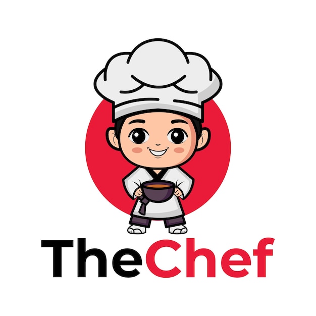 la mascota del chef Chibi ilustración