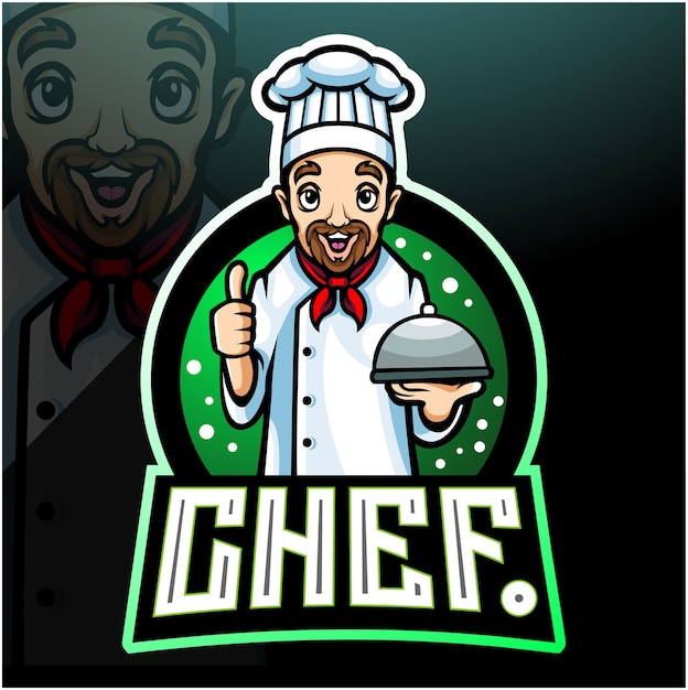 Mascota chef. diseño de logo de esport