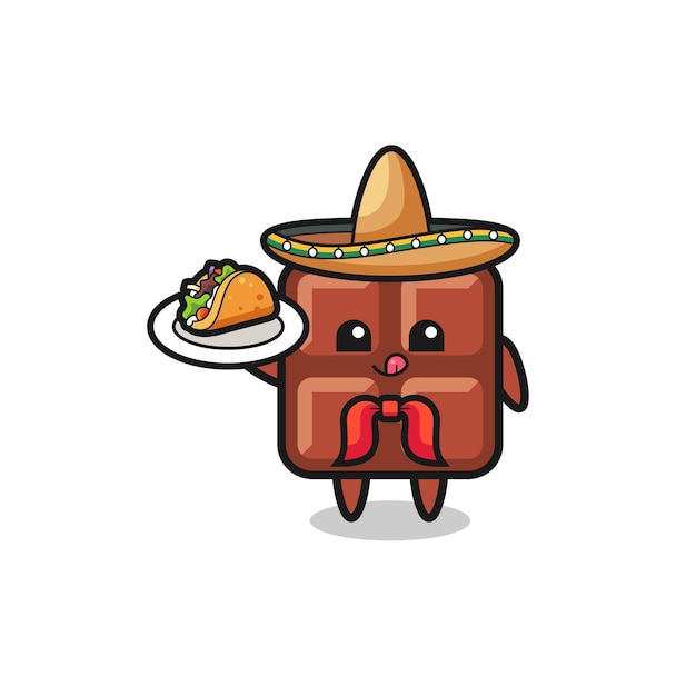 La mascota del chef mexicano de la barra de chocolate con un lindo diseño de taco