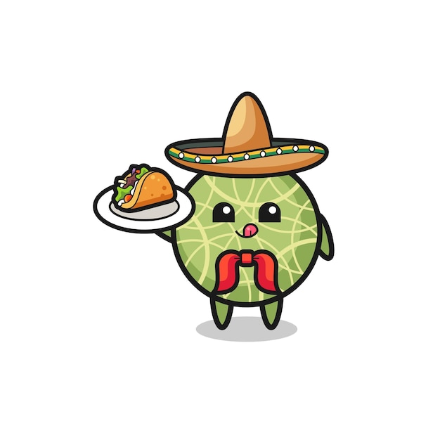 Mascota del chef mexicano de melón con un lindo diseño de taco